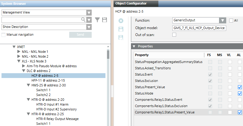 Components Are Displayed in the Properties Expander or as Single Nodes According to the Device Type