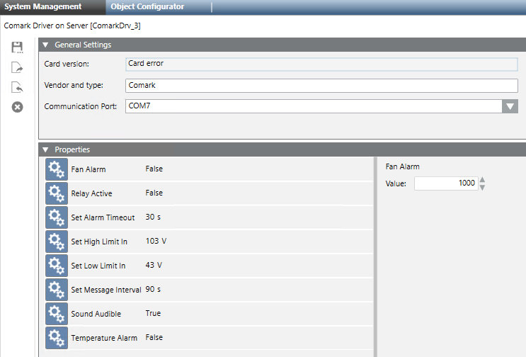Comark Card Fan Monitoring
