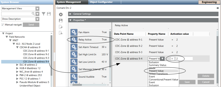 Configuring an Alarm Notification via Comark Card Relay Output