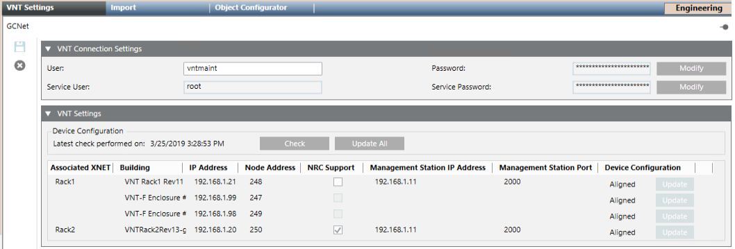 Example of VNT Settings for GCNET