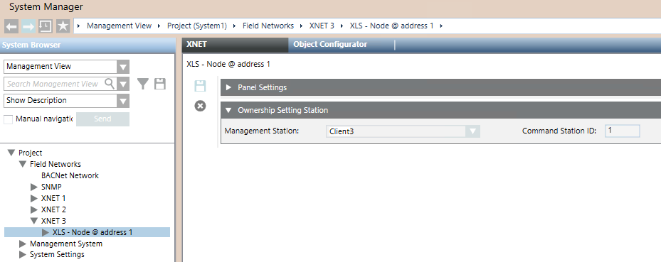 XNET Panel Association to a Management Station