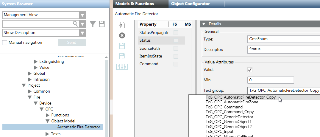 Selection of a Copied Text Group to Link to a Customized Object
