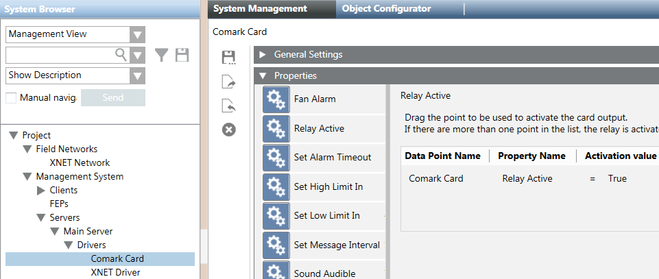 Trigger to Activate the Comark Card Relay Output
